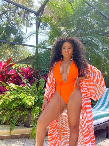 Her lip to Two-Tone Frill Swimwear（Sサイズ） Orange Crush Convertible Swimsuit - House of Tinks