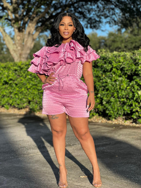Cold Shoulder Romper Pink - House of Tinks