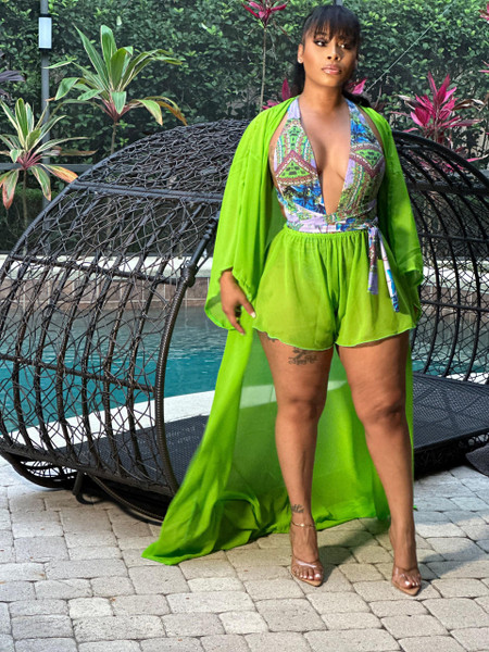 All You Need Kimono Beach Set Green Plus - House of Tinks