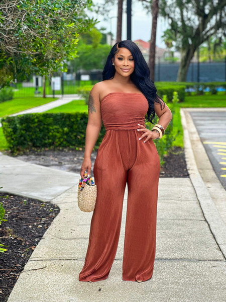 Smooth Cocoa Plisse Jumpsuit - House of Tinks