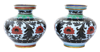 Antique large pair of mid-20th Century Chinese cloisonne vases