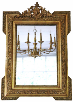 Antique rare fine quality gilt overmantle or wall mirror C1900