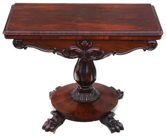 Very Fine quality Regency rosewood folding card tea console table C1825