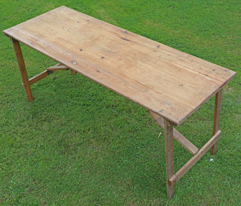 Antique vintage trestle kitchen refectory garden dining table 6'