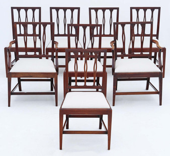 Antique fine quality set of 8 (6 + 2) Georgian mahogany dining chairs C1820