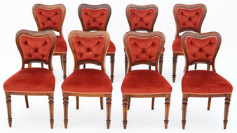 Antique fine quality set of 8 Victorian walnut dining chairs 19th Century