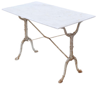 Antique 19th Century marble and cast iron patisserie bistro kitchen garden dining table 19th Century