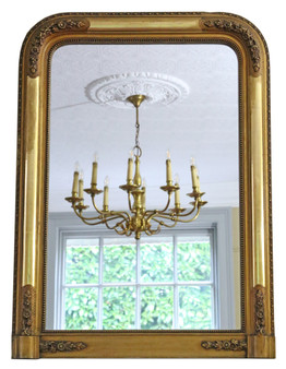 Antique large gilt overmantle wall mirror C1900