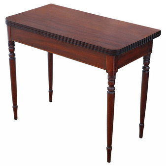 Antique Fine Quality C1800 Inlaid Mahogany Folding Card or Tea Table - Side Occasional Furniture