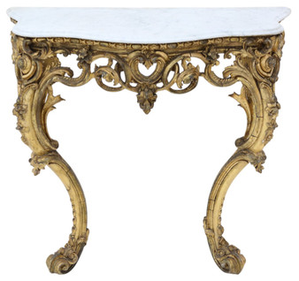 Antique 19th Century Large Gilt and Marble Hall Console Table – Fine Quality (8708)