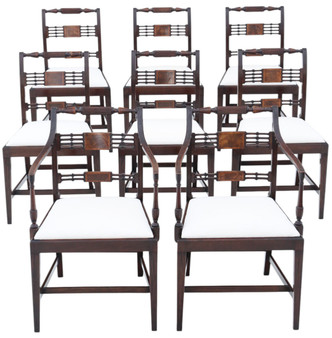 Antique Set of 8 Regency Revival Mahogany Dining Chairs (6 + 2 Carvers) – c.1940, High Quality by Thomas Clarkson & Sons (8725)
