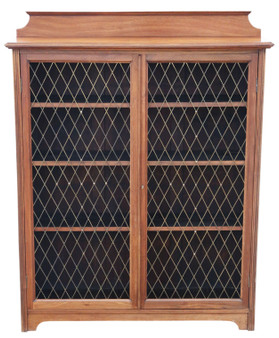 Antique c.1900 Fine Quality Walnut Bookcase – Adjustable Display Shelves (8751)