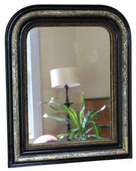 Antique 19th Century Ebonised and Gilt Overmantel Wall Mirror – Ornate Vintage Black & Gold Frame (Copy of 8704)