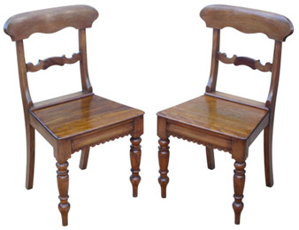 Antique 19th Century Pair of light Mahogany Chairs – Fine Quality Kitchen, Dining, Hall or Desk Seating (8771)