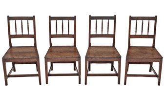 Antique 18th Century Set of Four Oak Dining Chairs – Fine Quality Kitchen Seating