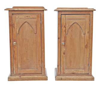 Antique Pair of 19th Century Victorian Gothic Bedside Tables – Quality Nightstands