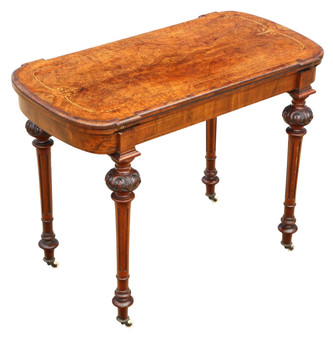 Antique c.1880 Victorian Mahogany & Burr Walnut Card Table – Fine Quality 19th Century