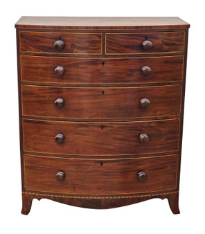 Antique 19th Century Mahogany Bow Front Chest of Drawers- Fine Quality by Gillows