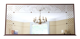 Antique Large Quality Italian Mahogany Chateau Overmantle / Wall Mirror c.1950 – Elegant Vintage Decor