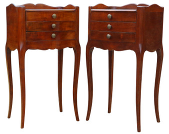 Vintage Retro Pair of Walnut and Chestnut Bedside Tables – Warm Colour, Quality Construction