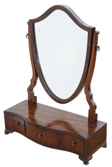 Antique 19th Century Serpentine Shield-Shaped Mahogany Dressing Table Mirror – Fine Quality