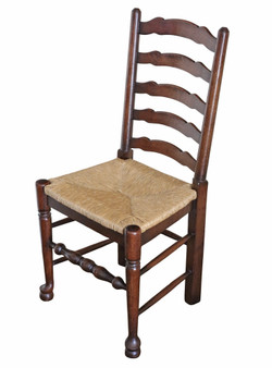 Vintage Retro Set of 8 (6 + 2) Ladder-Back Dining Chairs