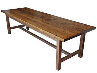 Antique c.1900 Large Oak Refectory Dining Table – 8'7”, Fine Quality