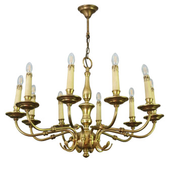 Vintage Retro Large Ormolu Brass Chandelier – 10 Light / Arm, Fine Quality