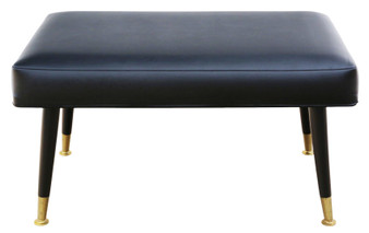 Retro vintage mid-century black vinyl stool – Quality (5096)