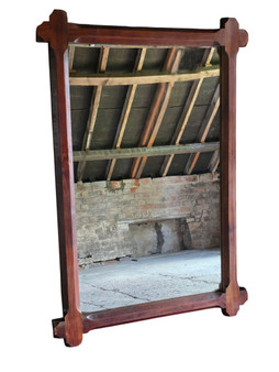 Vintage large quality Chunky Rustically styled Solid Mahogany overmantle or wall mirror late-20th Century (8958)