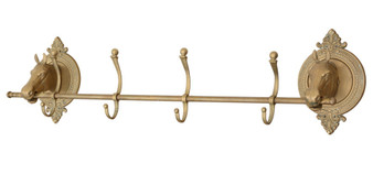Horses Vintage Retro c.1960 Brass Metal Hall Coat & Hat Stand- Quality (8960)