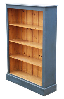 Large Vintage Retro Quality Blue/Grey Painted Adjustable Bookcase Display Shelves (8963)