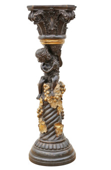 Antique Large Quality French Mixed Metal Bronze Pedestal Plinth Jardiniere Torchiere C1900 Signed A Moreau Paris (8965) 