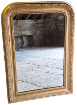 Antique Large C1900 Gilt Overmantle Wall Mirror – Quality (8948)