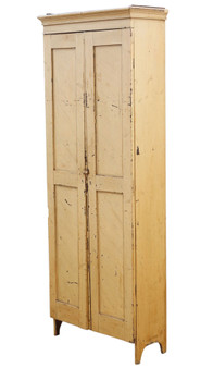 Quality Antique 19th Century Tall Narrow Cream Painted Cupboard Sideboard Dresser (8971)