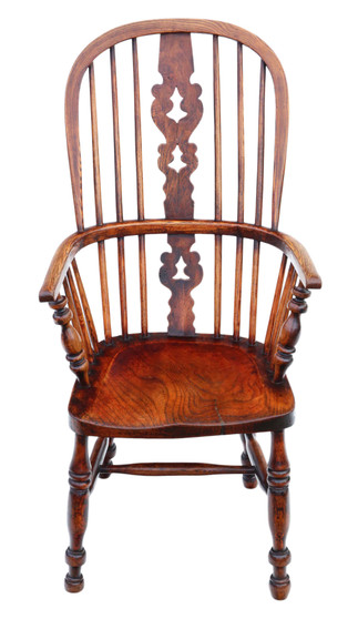 Antique quality Victorian C1860 ash and elm Windsor chair dining armchair