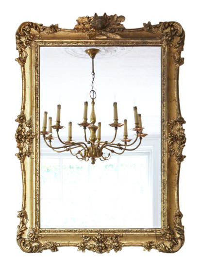 Antique large fine quality gilt wall mirror or overmantle 19th Century Fox hunting