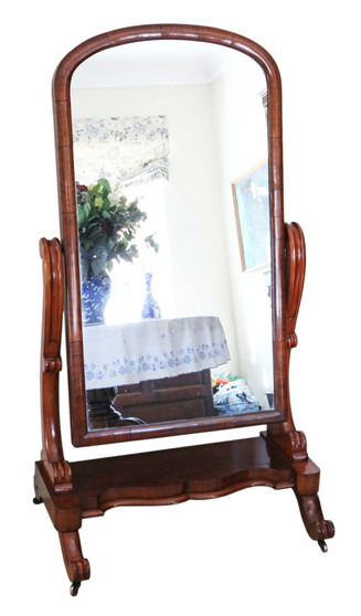 Antique Victorian 19th Century quality mahogany cheval mirror C1870