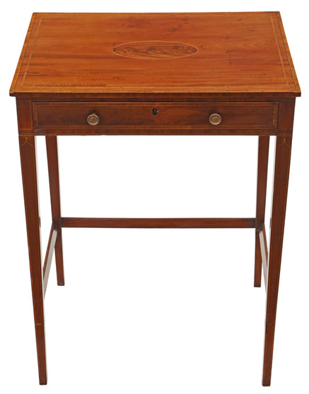Antique fine quality early 19th Century inlaid mahogany writing side table desk Edwards and Roberts