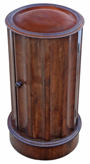 Antique quality Victorian mahogany fluted cylinder bedside table cupboard cabinet stand