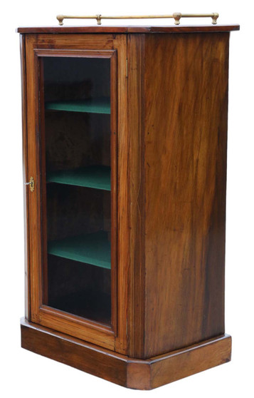 Antique C1880 quality inlaid walnut music pier display cabinet