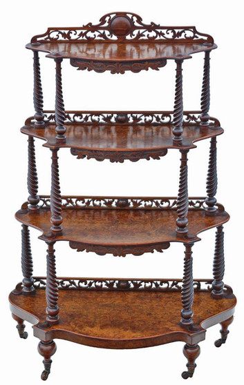 19th Century Burr Walnut Demi-Lune Console Table Fine Quality Antique display serving whatnot