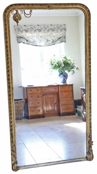 Large 19th Century Antique Gilt Overmantle, floor or Wall Mirror – Gold Vintage Statement Frame London Maker Charles Nosotti (8707)