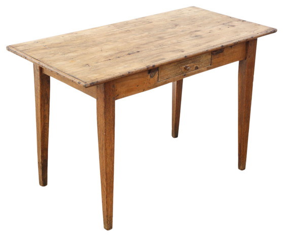 Antique Rustic 18th / 19th Century Elm & Pine Writing Desk – Small Kitchen, Dining, or Dressing Table (8682)