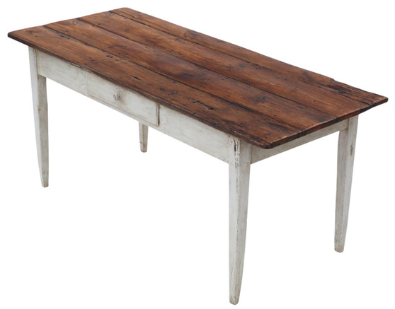 Antique 19th Century Pine Dining Kitchen Table with Drawer – Fine Quality  Antique 19th Century Pine Dining Kitchen Table with Drawer – Fine Quality