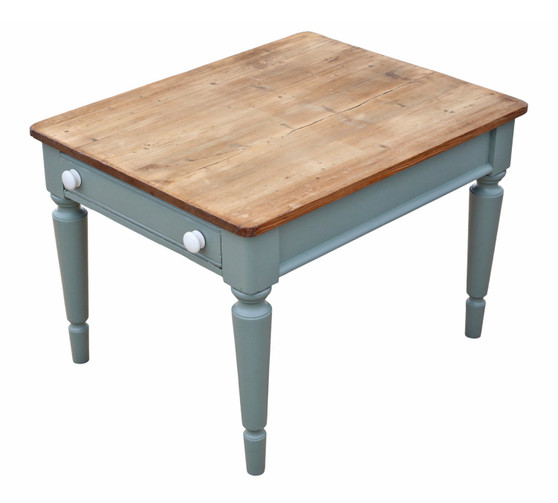 Antique c.1915 Pine Kitchen Dining Table with End Drawer – Fine Quality Antique c.1915 Pine Kitchen Dining Table with End Drawer – Fine Quality