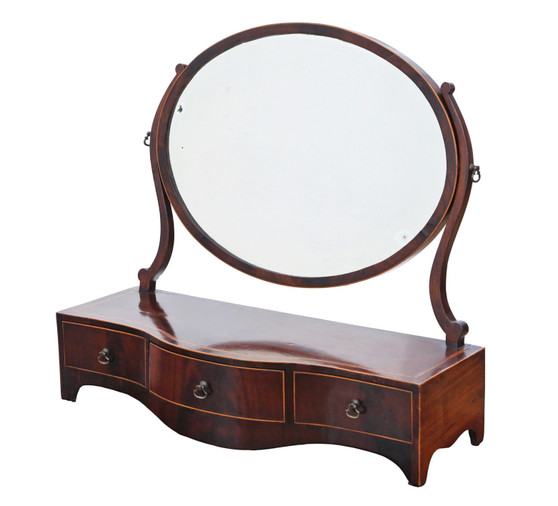 Antique Early 19th Century Inlaid Mahogany Dressing Table with Swing Mirror – Fine Quality