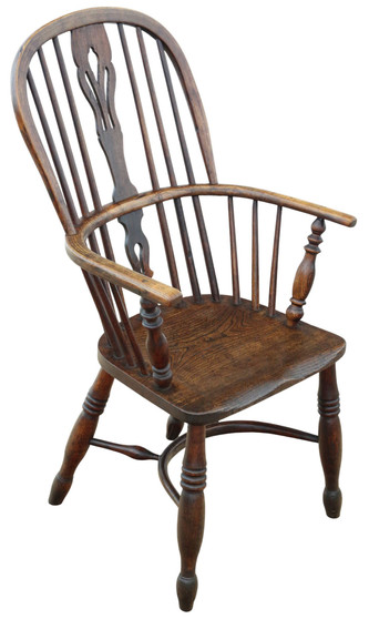 Antique 19th Century Ash & Elm Windsor Armchair or Carver Elbow-Chair– Fine Quality (8816)