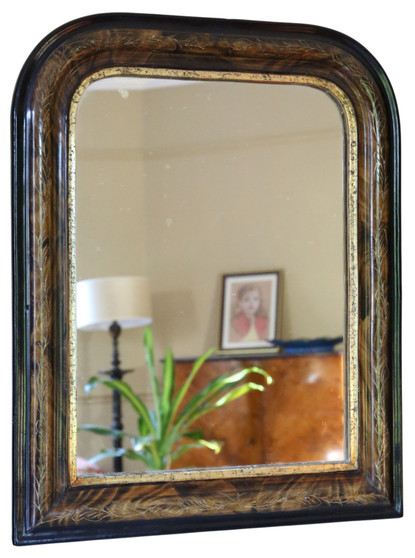 Antique 19th Century Gilt and Ebonised Overmantle Wall Mirror – Fine Quality