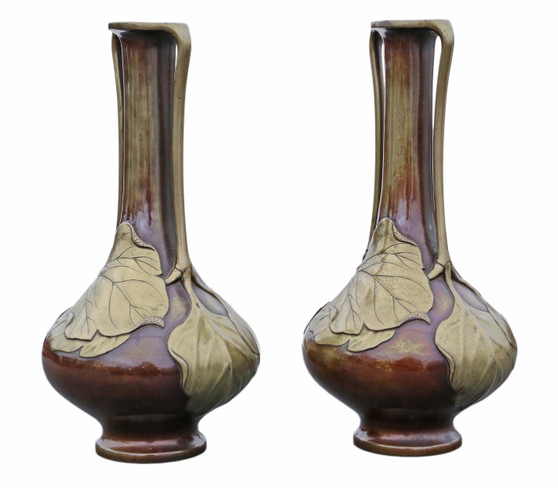 Large Pair of Fine Quality Japanese Meiji Mixed Metal Vases - Antique, c.1910